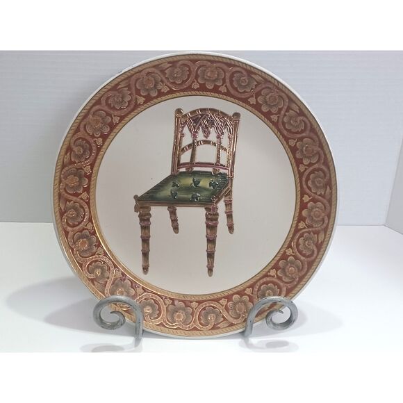Unusual Plate Chair Motif by Oriental Accent Heavy 10.5" Classic Asian Decor - Picture 12 of 13
